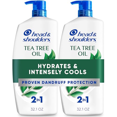 Head & Shoulders Anti-Dandruff Shampoo and Conditioner with 1% Pyrithione Zinc, Tea Tree Oil 2-in-1 Twin Pack, Tea Tree Shampoo with Cooling, Refreshed Scalp, 32.1 fl oz Each