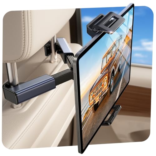 LISEN iPad Car Holder Back Seat Headrest Tablet Holder, Road Trip Essentials Accessories for Women Men Kids Gifts, for Fire HD 2026 iPad Pro 11/13" Air Mini, iPhone, Galaxy Tab, 4.7-12.9" Devices