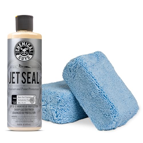 Chemical Guys JetSeal Sealant and Paint Protectant Kit with 2 Applicator Pads: Durable Synthetic Protection for Cars, Trucks, Motorcycles, RVs, and More, Creates High Gloss Mirror Shine Finish