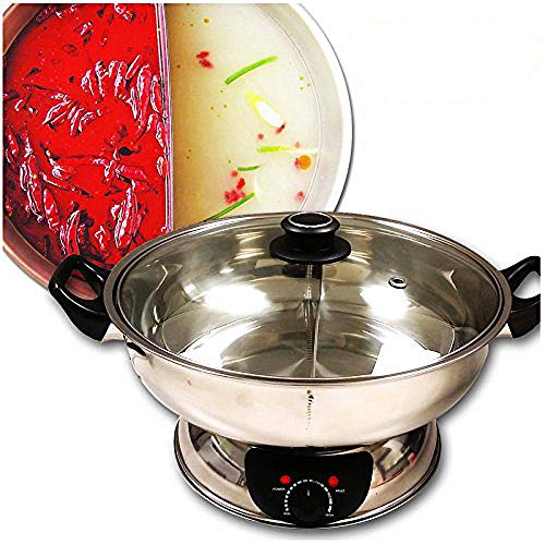 Sonya 5.1 L Electric Dual-Sided Shabu Shabu & Mongolian Hot Pot – Stainless Steel, Large Capacity for Family Meals & Hot Pot Parties