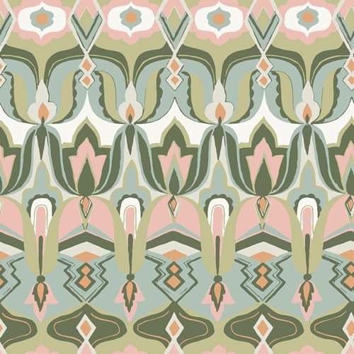 NuWallpaper, Akira Green Peel and Stick Wallpaper, Bohemian, Self-Adhesive, 20.5-in x 18-ft