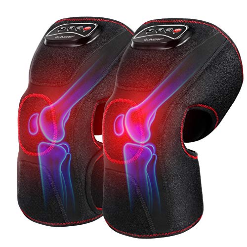 QUINEAR Knee Massager for Pain Relief,Air Compression Heating Pad for Knee,Heated Knee Warmers Wrap, 3 Modes & 3 Intensities