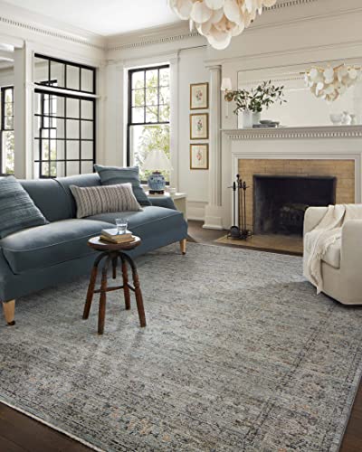Loloi Jean Stoffer Katherine Collection KES-01 Ocean/Gold 9'-6'' x 9'-6'', .25" Pile Height, Round Area Rug