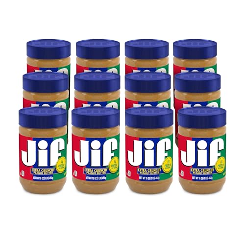 Jif Crunchy Peanut Butter, 16 oz Jar, 12 Count Case