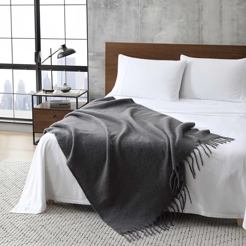 Kenneth Cole - Blanket, Faux Mohair Throw Blanket for Bed or Couch, Reversible Bedding with a Lightweight Feel, Oversized Blanket (Grey, 50" x 70")