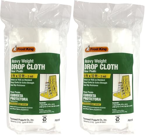 Frost King Clear Polyethylene Drop Cloths - in Rolls, 9'x12'x2 mil (Pack of 2)