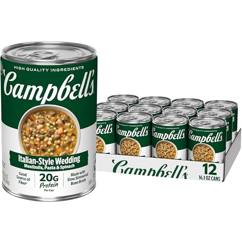 Campbell's Protein Italian Style Wedding Soup, 16.1 Oz (12 Pack)