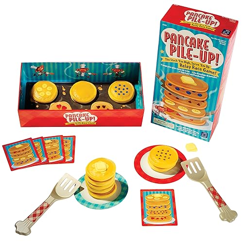 Educational Insights Pancake Pile-Up - Relay Race Games for Kids, Gross Motor Preschool Games for 4 Year Olds, Birthday Party Activities, Matching and Patterning Toddler Game