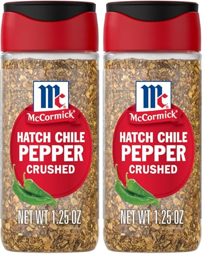 McCormick Hatch Chile Pepper, Crushed, Balanced, Smoky, Sweet Heat, For Salsa, Tacos, Enchiladas, Nachos, Guacamole, Burgers, Scrambled Eggs, and More, 1.25 oz (Pack of 2)