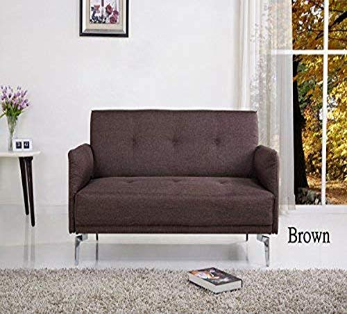 Container Furniture Direct Emma Collection Modern Fabric Upholstered 2 Person Living Room Loveseat, Brown