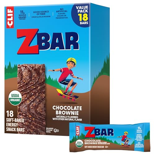Zbar - Chocolate Brownie - Soft-Baked Energy Snack Bars - Non-GMO - 11g Whole Grains - USDA Organic Granola Bars (18 Pack)