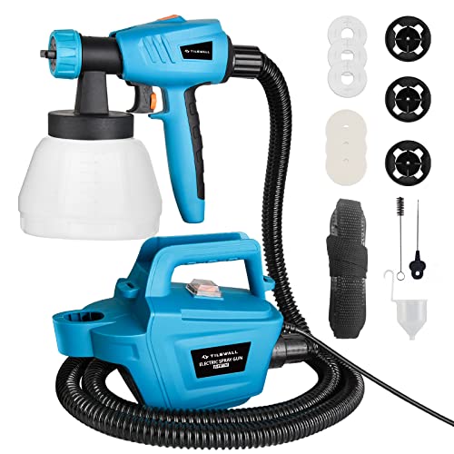 Tilswall Paint Sprayer, 800W HVLP 1200ML/Min Electric Spray Paint Gun with 2.5M Air Hose, 1300ML Detachable Container, 3 Nozzle Sizes & 3 Patterns, High Power Painter for Furniture, Cabinet, Fence