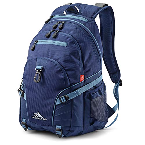High Sierra Loop Backpack, Travel, or Work Bookbag with tablet sleeve, One Size, True Navy/Graphite Blue