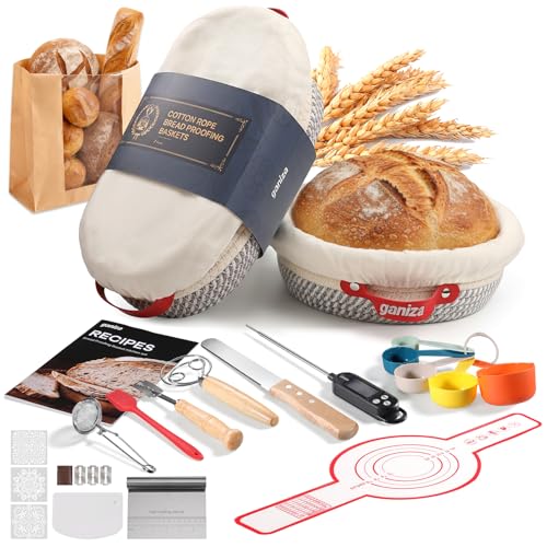 Ganiza 22-Piece Sourdough Proofing Basket Gift Set, Natural Cotton Rope