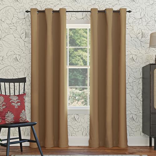 Sun Zero Easton Energy Saving Blackout Grommet Curtain Panel, 40" x 108", Taupe