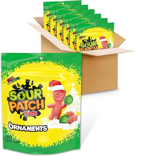 SOUR PATCH KIDS Ornaments Soft & Chewy Gummy Holiday Candy, Bulk Candy, 6-10 oz Bags