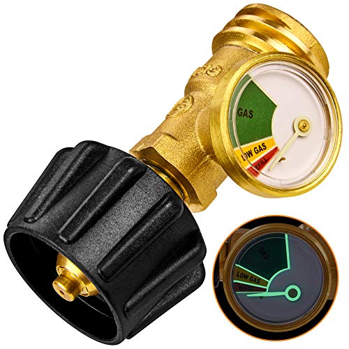 Flame King Propane Tank Gauge Level Indicator Leak Detector Gas Pressure Meter Color Coded & Glow in The Dark Universal for Cylinder, BBQ Gas Grill, RV Camper, Heater Propane Gas Tank Level Indicator