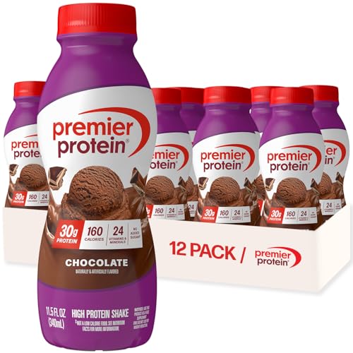 Premier Protein Shake, Chocolate, 30g Protein, No Added Sugar, 24 Vitamins & Minerals to Support Immune Health, Gluten-Free,11.5 fl oz (12 Pack)