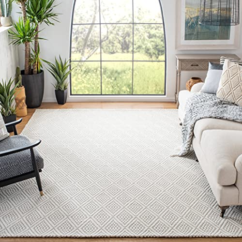 SAFAVIEH Area Rug 8x10 - Marbella Collection - Large - Ivory, Handmade Wool, Ideal for Living Room, Bedroom, Office, Dining Space (MRB394A)