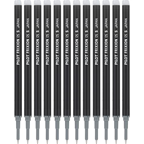 PILOT Pen FriXion Gel Ink Refills for Erasable Pens, Extra-Fine Point, 0.5mm, Black Ink, 12-Pack