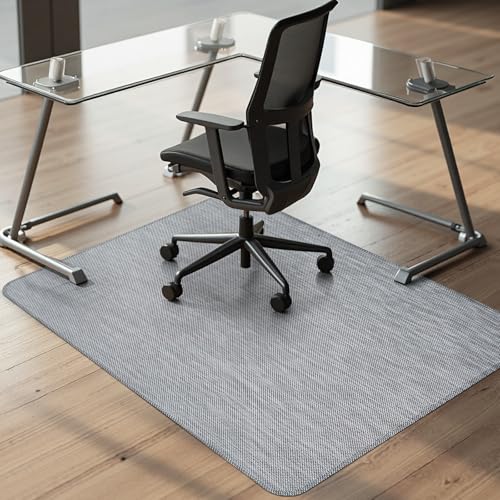 Kuyal Office Chair Mat for Hardwood Floor, 44" x58" Heavy Duty Desk Chair Mat for Office & Home, Anti Slip, Non-Curve Computer Chair Protector Mat, Light Gray