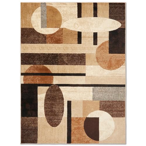 Home Dynamix Jasmine Modern Area Rug, Abstract Brown/Beige 9'2"x12'5"
