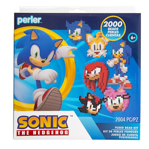 Perler 80-57252 Sonic The Hedgehog Fused Bead Craft Activity Kit with 7 Projects, Multicolor, 2004 Pieces