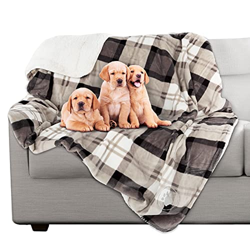 Pet Blanket - Reversible Waterproof Plaid Throw Protects Couch, Car, and Bed from Spills, Stains, or Fur - Dog and Cat Blankets by Petmaker (Gray)