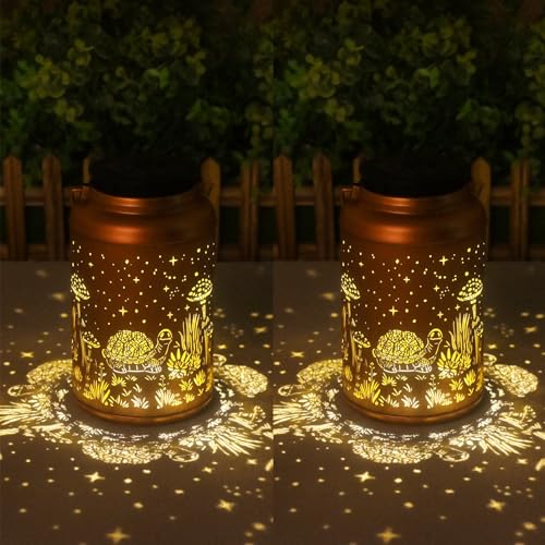 Mothers Day Gifts for Mom Grandma - Birthday Gifts for Women, 2 Pack Turtle Solar Lanterns Outdoor Waterproof - Hanging Turtle Solar Lights Garden Decor, Outdoor Decor for Patio, Yard