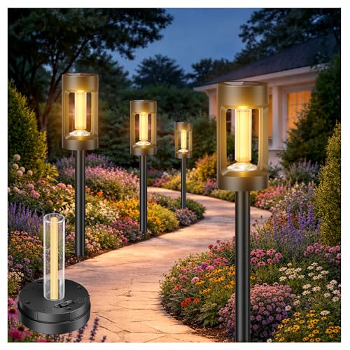 Viewsun Solar Lights Outdoor，8 Pack Solar Pathway Lights with Acrylic Wick and 3000K IP65 Waterproof Lights for Lawn Patio Walkway Driveway Decor Landscape