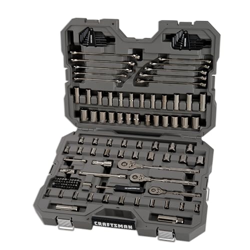 CRAFTSMAN OVERDRIVE 121-Piece Gunmetal Chrome Mechanics Tool Set, Standard SAE/Metric Socket Set, with Hard Case (CMMT99121L)