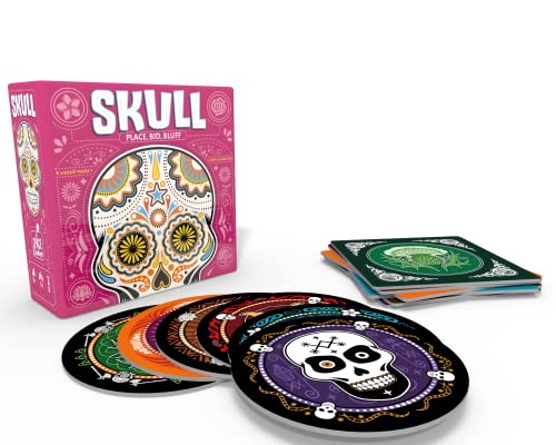 Skull Board Game - Bluffing & Bidding Party Games for Adults & Teens, Skulls, Social Deduction, Fun for Adults, Portable & Compact Board Game for Parties, 3-6 Players Ages 10+, 30 Minute Playtime