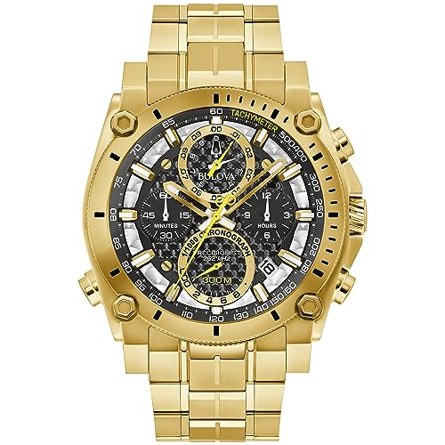 Bulova Men's Icon High Performance Quartz Chronograph Gold Stainless Steel Watch, Black Dial Style: 97B218