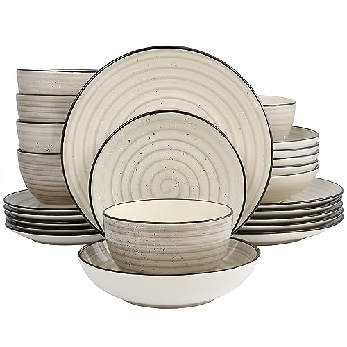 Elama Gia 24 Piece Stoneware Dinnerware Set (Cream)