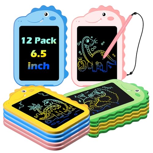 12 Pack LCD Writing Tablet for Kids, Colorful Doodle Board Drawing Tablet, Educational Kid Toys, Doodle Pad Dinosaur Toys for 3 4 5 6 7 8 Year Old Boys Girls