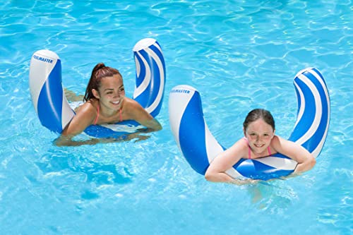Poolmaster Inflatable Curved Pool Noodle Float 2-Pack, Large Flexible Water Noodles for Pool, Lake and Beach, Float, Exercise and Lounging, 36 by 7 Inch, Blue and White