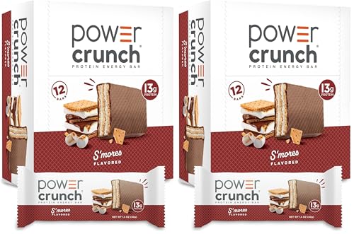 Power Crunch Protein Wafer Bars, High Protein Snacks with Delicious Taste, S'Mores, 1.4 Ounce (Pack of 24)