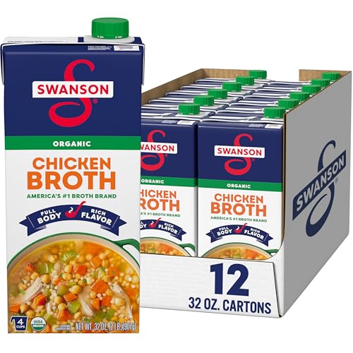 SWANSON S 100% Natural Organic Chicken Broth, 32 oz Carton (12 Pack)