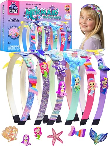 PURPLE LADYBUG Mermaid Headbands for Girls - Great 5 Year Old Girl Gifts, Creative Crafts for Kids Ages 4-8, Arts and Crafts for Kids 4-6, Hair Accessories and Birthday Gifts for Girls Ages 6 7 8 9 10