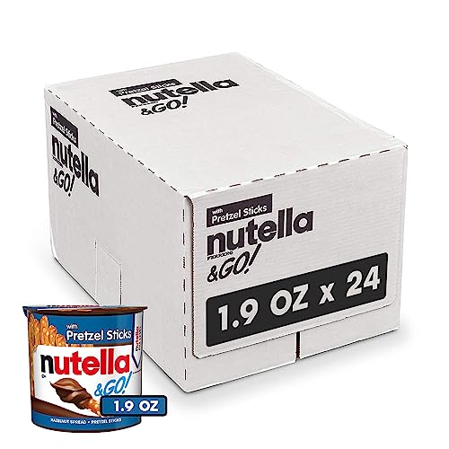 Nutella & GO! Chocolate Hazelnut Spread with Cocoa + Pretzel Sticks, 24 Snack Packs, 1.9 oz Each