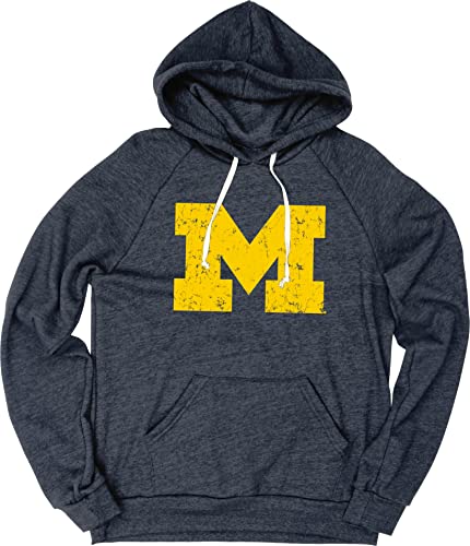 Michigan Wolverines Tri-Blend Hoodie Vintage Icon Team Color, Large