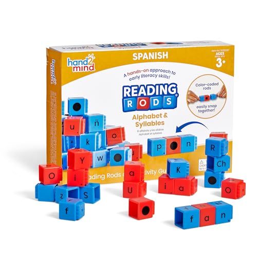 hand2mind Spanish Reading Rods Alphabet & Syllables, Word Building Activities, Alphabet Linking Cubes, Letter Blocks for Spelling, Learn Spanish for Kids, Spanish Classroom Must Haves
