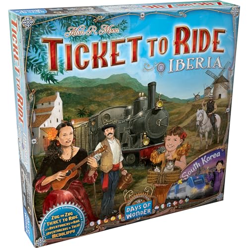 Asmodee Ticket to Ride Iberia + South Korea Board Game Expansion - Train Route Strategy Game, Family Fun for Kids & Adults, Ages 8+, 2-6 Players, 30-60 Minute Playtime
