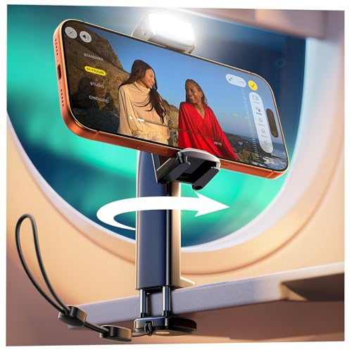 LISEN Airplane Travel Essentials (LED) Phone Stand Holder for Desk Cruise Ship Essentials 2026 Mount Airplane Gadgets Women Men Long Flight Accessories Photographic Lighting Flash Tubes Kids Gifts