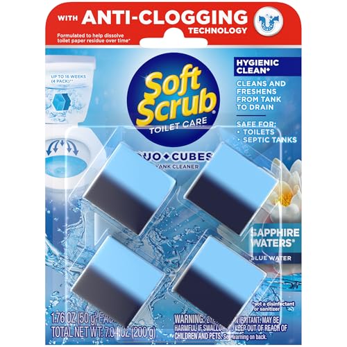 Soft Scrub In-Tank Toilet Cleaner Duo-Cubes, Sapphire Waters, 4 Count