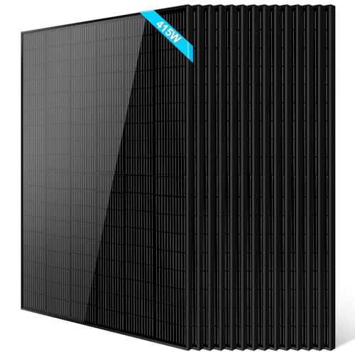 SUNGOLDPOWER UL61730 415W Solar Panel 14PCS,Monocrystal,Class A Cell,Black,High Efficiency,Vmp 31.1V/PCS,for 24V/48V Solar System on Rooftop,Farm,On and Off Grid,CEC Listed(Total 5810W)