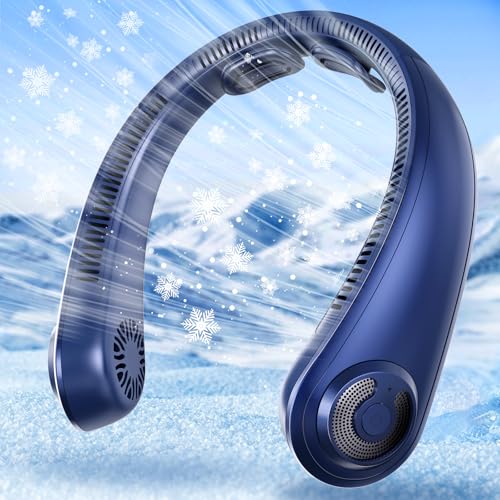 AUIIAH Portable Lightweight Neck Fan with Neck Support, Birthday Gifts for Men Women Dad Mom, Rechargeable Personal Wearable Cooling Neck Fans for Hot Flashes, Disneyland, Travel, Camping Essentials