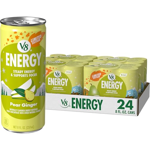 V8 Energy Pear Ginger Energy Drink, 8 fl oz Can (24 Pack)