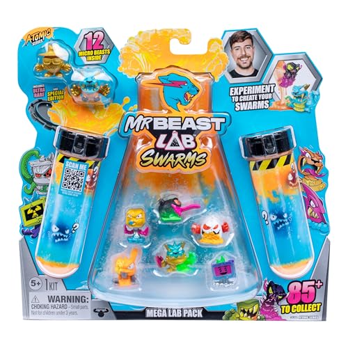 MrBeast Lab Swarms Series 2, Atomic Series 12 Pack – Panther Claws, Add Water, Shake The Test Tube and Reveal 2 of 12, 1-inch (2.5 cm) MrBeast Swarms Collectible Micro Beasts. 85+ to Collect!