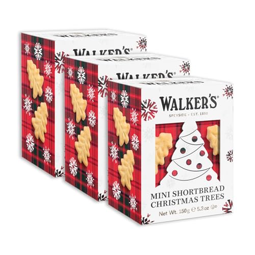 Walker’s Christmas Shortbread Cookies, 15.9 oz, 3 Boxes, Includes Mini Tree-Shaped Christmas Cookies